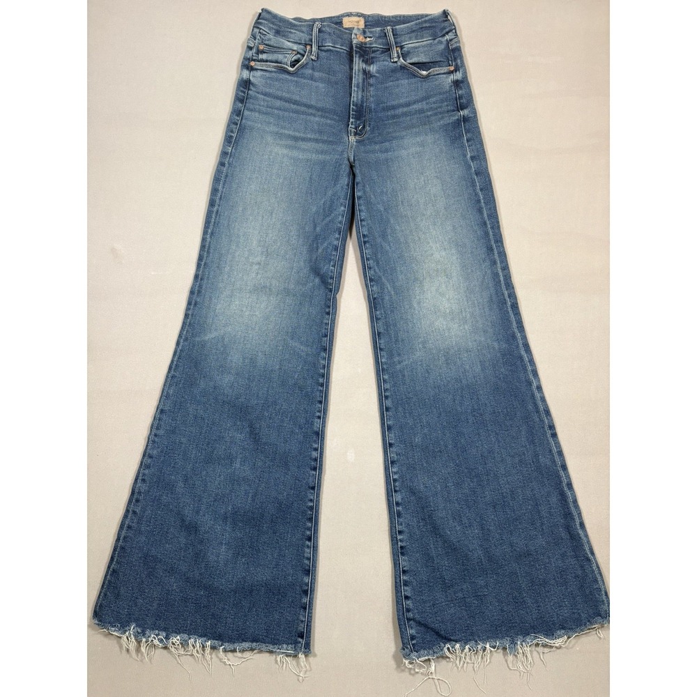 Mother Jeans Women 27X30.5 Blue Roller Fray High Rise Flare Riding The Cliffside